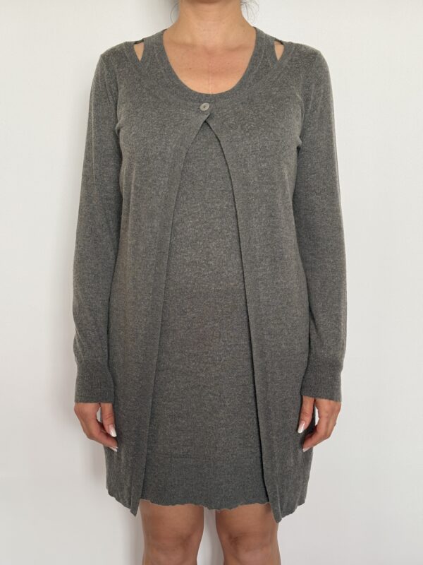 Rochie dama gri, matase si casmir