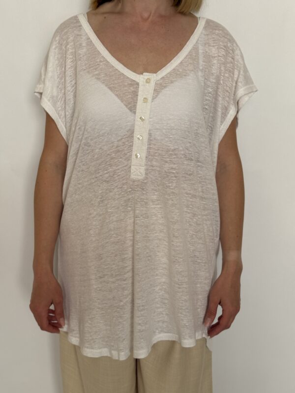 Tricou Damă alb, din in tricotat